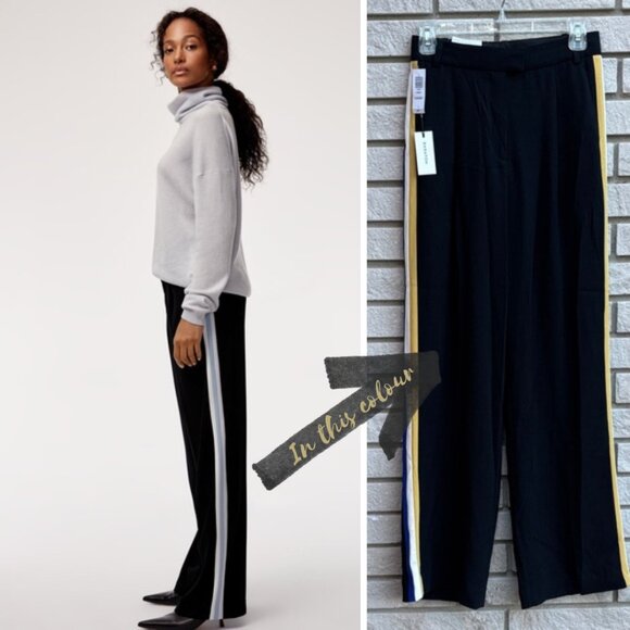 Babaton Sadiki Black High Rise Wide Leg Pant with Side Stripes Size 4 - Picture 1 of 12